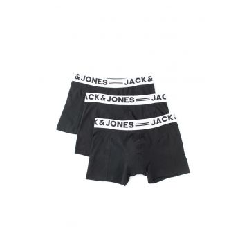 Set de boxeri cu banda logo in talie - 3 perechi - Negru