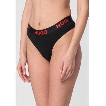 Chiloti tanga cu banda logo in talie Sporty