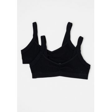 Set de bustiere cu aspect striat - 2 piese - Negru