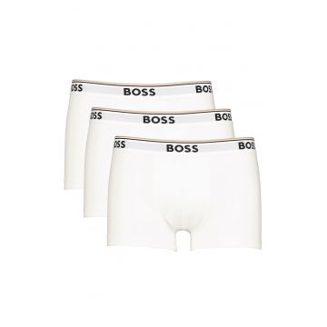 Set de boxeri cu banda logo in talie - 3 perechi - Alb