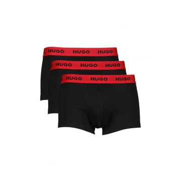 Set de boxeri cu banda logo in talie - 3 perechi - Rosu/Negru