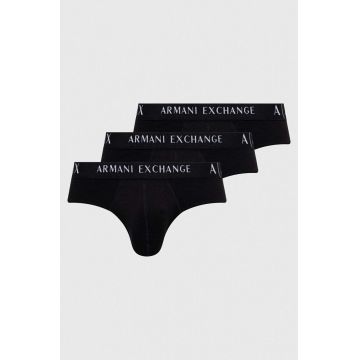 Armani Exchange slip 3-pack barbati, culoarea negru