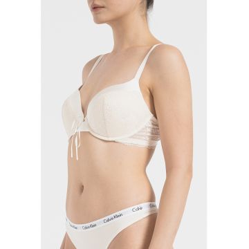 Sutien push-up cu detalii de dantela - Crem