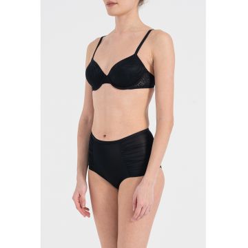Sutien texturat cu burete si logo - Negru