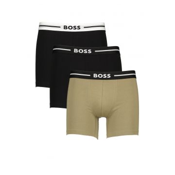 Set de boxeri din amestec de bumbac - 3 perechi - Negru/Verde feriga