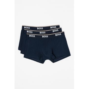 Set de boxeri cu banda logo in talie - 3 perechi - Bleumarin