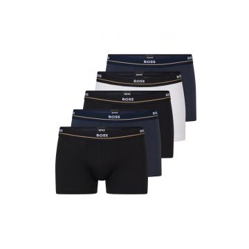 Set de boxeri din amestec de bumbac - cu banda logo in talie - 5 perechi - Alb/Negru