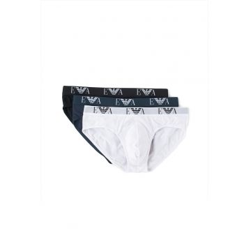 Set de chiloti - 3 perechi E - Alb/Negru/Bleumarin
