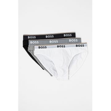 Set de chiloti cu banda logo in talie - 3 perechi - Alb/Negru/Gri melange