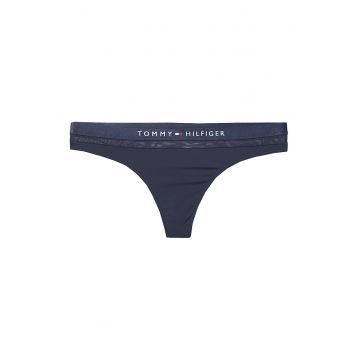 Chiloti tanga cu insertie de plasa - Bleumarin