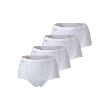 Set de chiloti cu garnituri de dantela Chic Maxi - 4 perechi - Alb