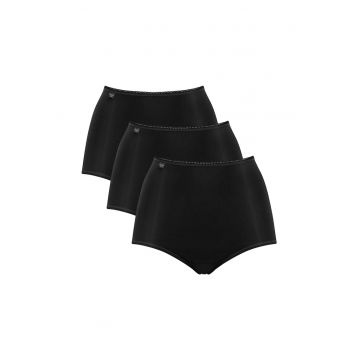 Set de chiloti cu talie inalta - 3 perechi - Negru