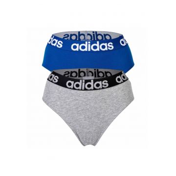 Set de chiloti tanga cu banda logo in talie - 2 perechi - Gri/Albastru