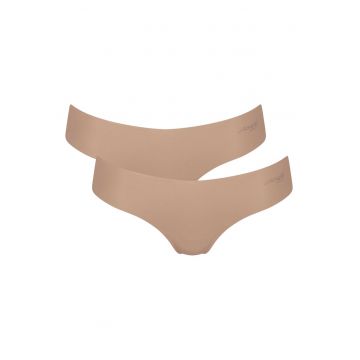 Set de chiloti tanga fara cusaturi - 2 perechi - Maro nisip