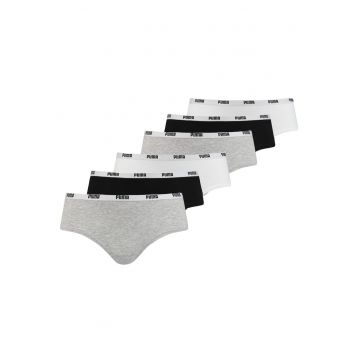 Set de chiloti hipster - 6 perechi - Alb/Negru/Gri