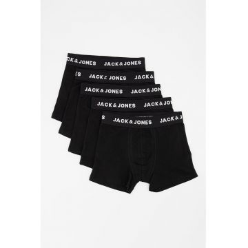 Set de boxeri din amestec de bumbac cu logo in talie - 5 perechi - Negru