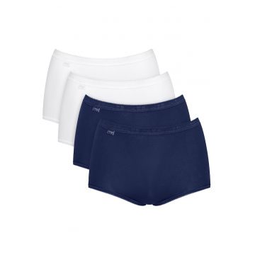 Set de chiloti hipster cu talie inalta Basic+ - 4 perechi - Alb/Albastru