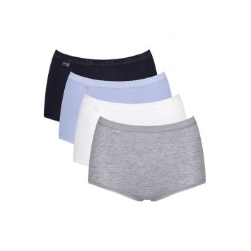 Set de chiloti hipster cu talie inalta Basic+ - 4 perechi - Alb/Negru/Gri/Albastru