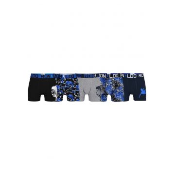 Set de boxeri cu banda logo in talie - 5 perechi - Negru/Gri/Albastru