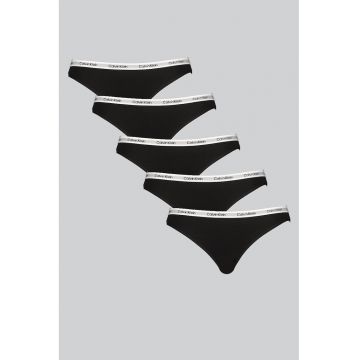 Set de chiloti cu logo - 5 perechi - Alb/Negru