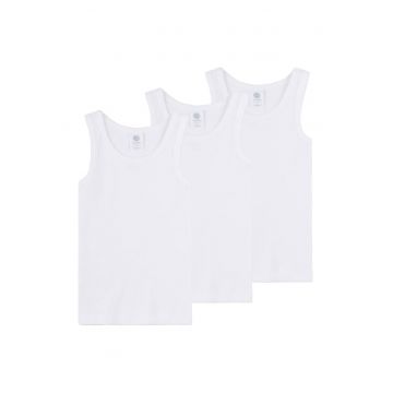 Set de topuri cu model uni - 3 piese - Alb