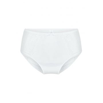 Chiloti cu talie inalta si insertii de dantela - Alb murdar