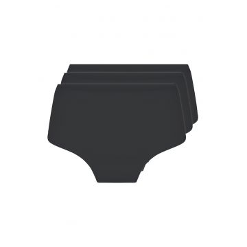 Set de chiloti hipster cu talie inalta - 3 perechi - Negru