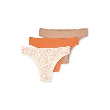 Set de chiloti brazilieni - 3 perechi - Portocaliu/Alb murdar/Roz prafuit