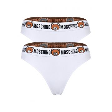 Set de chiloti cu banda logo in talie - 2 perechi