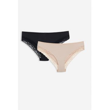 Set de chiloti cu garnituri de dantela - 2 perechi