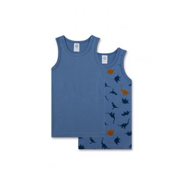 Set de top-uri din amestec de bumbac - 2 piese - Albastru