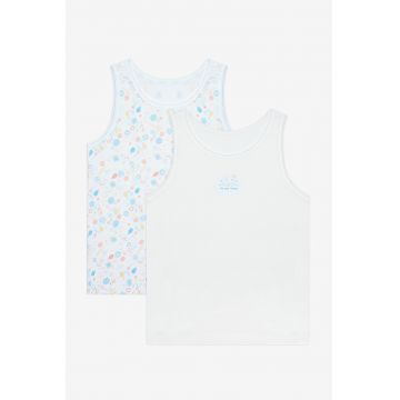 Set de topuri din bumbac cu model - 2 piese