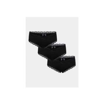 Set 3 perechi chiloti dama -  303430214 - Bumbac - S INTL - Negru