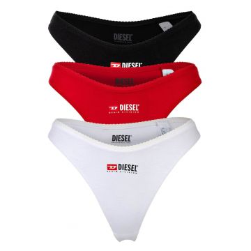 Set de chiloti tanga cu logo - 3 perechi - Rosu/Alb/Negru