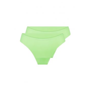 Set de chiloti tanga fara cusaturi - 2 perechi - Verde lime