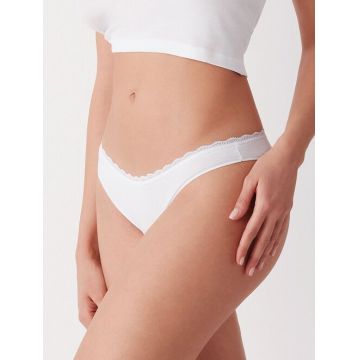 Set 3 perechi chiloti brazilieni bumbac cu talia joasa si dantela Cotonella GD292 0003