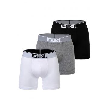 Set de boxeri din amestec de bumbac cu text - 3 perechi - Alb/Negru/Gri