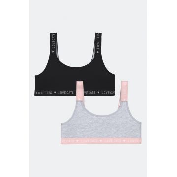 Set de bustiere cu imprimeu text - 2 piese