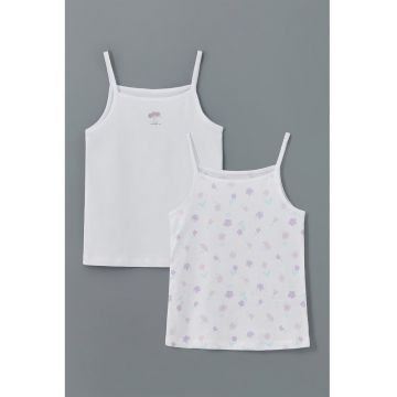 Set de maiou din bumbac cu model floral - 2 Perechi
