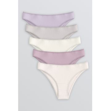 Set de chiloti brazilieni din amestec de bumbac - 5 perechi