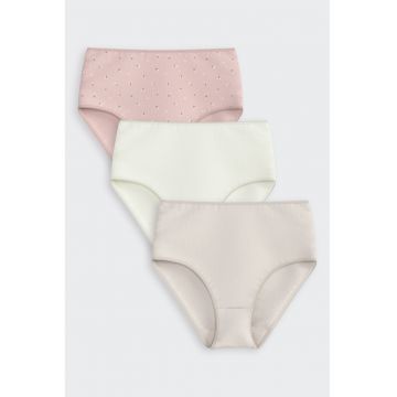 Set de chiloti din amestec de bumbac cu talie inalta - 3 perechi