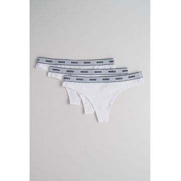 Set de chiloti tanga cu banda logo in talie - 3 perechi