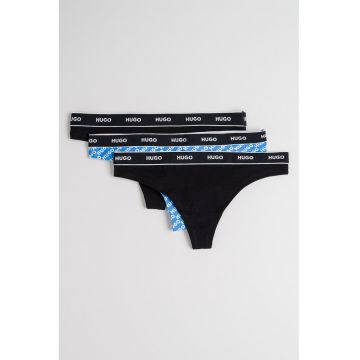 Set de chiloti tanga cu imprimeu logo - 3 perechi
