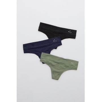 Set de chiloti tanga cu talie medie - 3 perechi