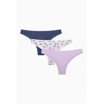 Set de chiloti tanga din amestec de bumbac - 3 perechi
