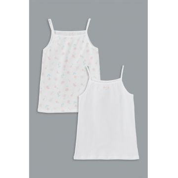 Set de maiou din bumbac cu model floral - 2 Perechi