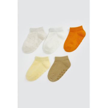 Set de sosete antialunecare cu model uni - 5 perechi
