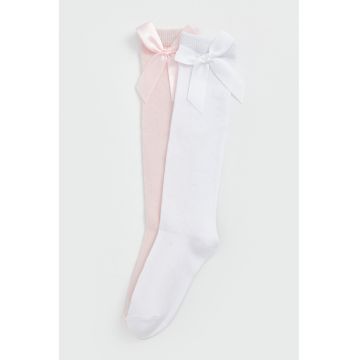 Set de sosete lungi pana la genunchi cu funda - 2 perechi