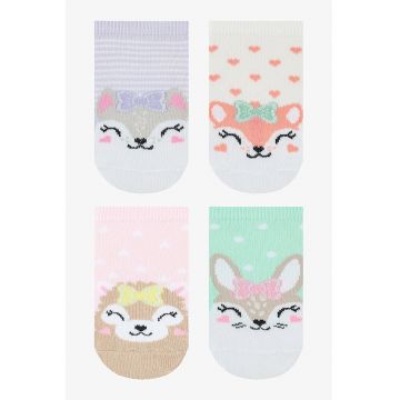 Set de sosete pana la glezna cu model cu animale - 4 perechi