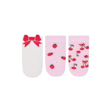 Set de sosete pana la glezna cu model cu fructe - 3 perechi